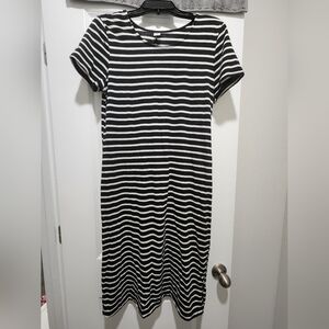Old Navy Black and White Striped Midi Dress
